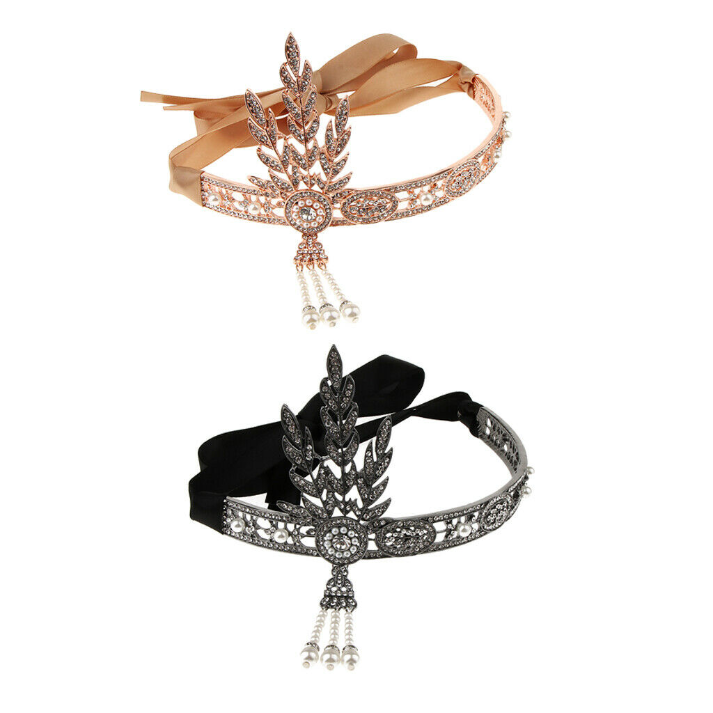 2Pcs 1920s Flapper Headband Great  Headpiece Retro Hair Accessories
