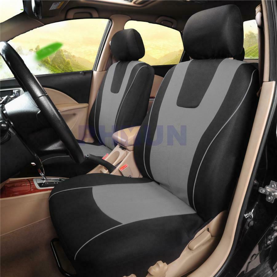 Universal Car 5-sits Front+Rear Seat Cover Pad Polyester Breathable Black+Gray