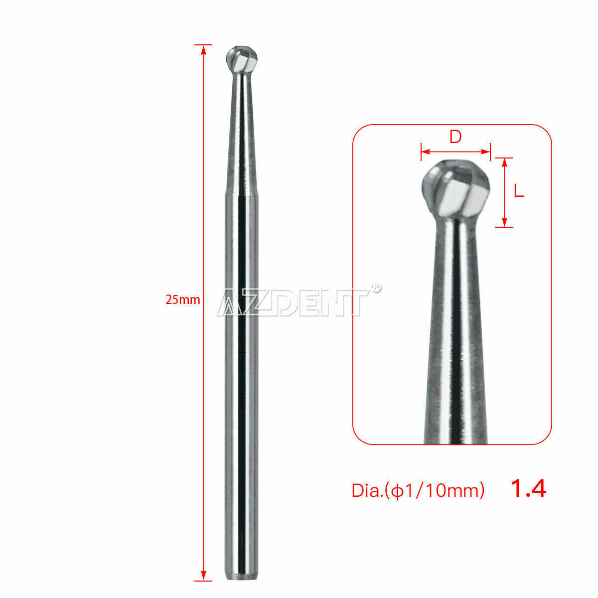 5 boxes Dental Surgical Tungsten Carbide Bur Round type 25mm FGXL 4