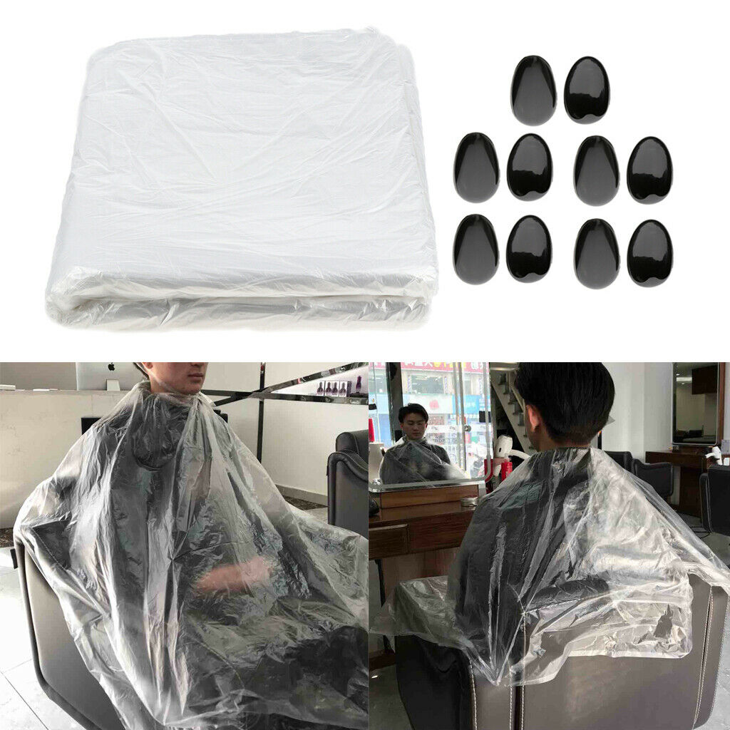 50x Transparent Hair Cutting Capes Hair Dyeing Gowns Apron With Ear Cover