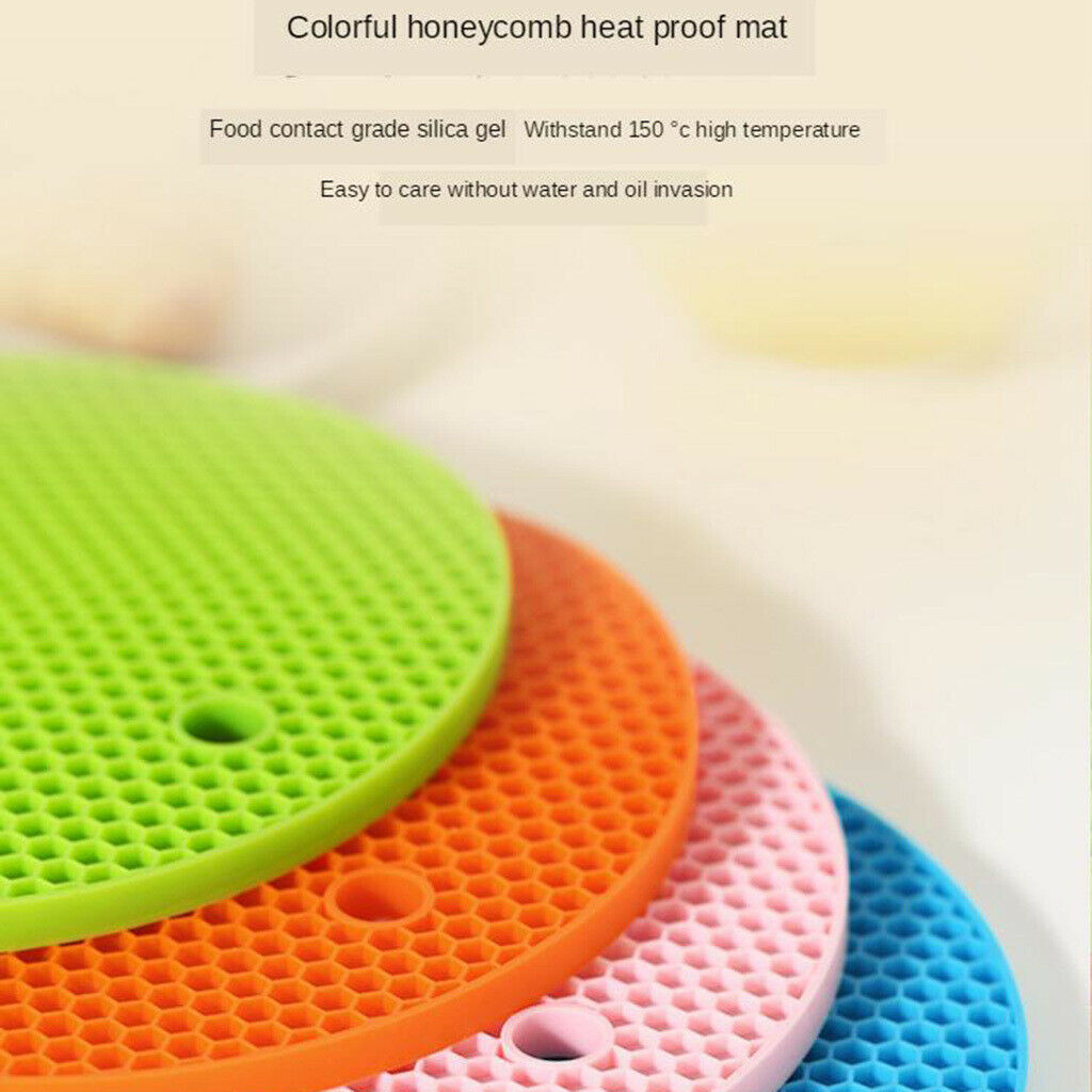 4X Silicone Round WaterProof Washable Non-slip  Resistant Trivet Mat