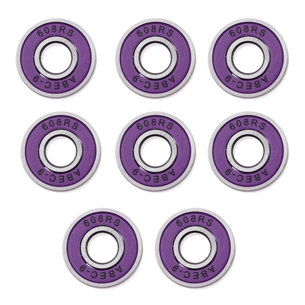 8 Pcs ABEC 9 Bearings High Roller Skate Scooter Skateboard Wheel Purple