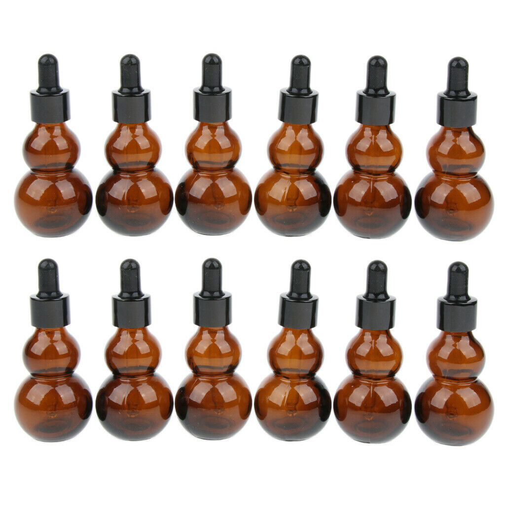 12 Pieces Gourd Glass Dropper Bottles For Essential Oil Makeup Liquid 20ml