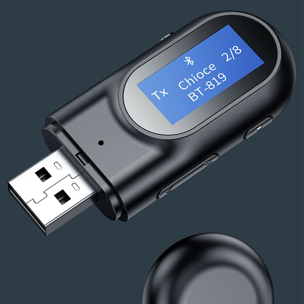 USB Bluetooth LCD Display Transmitter Receiver AUX Audio Adapter for TV/PC/Car