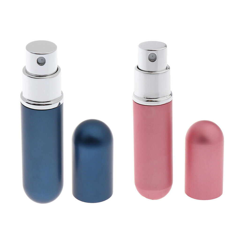 2pcs Aluminium 6ml Travel Refillable Perfume Atomizer Pump Spray Empty Bottles