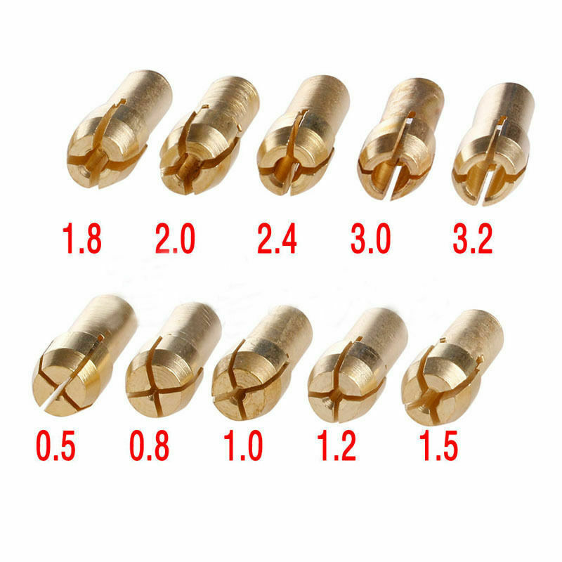10pcs 4.8mm 0.5-3.2mm Brass Chuck Collet Drill Bit for  Rotary Tool