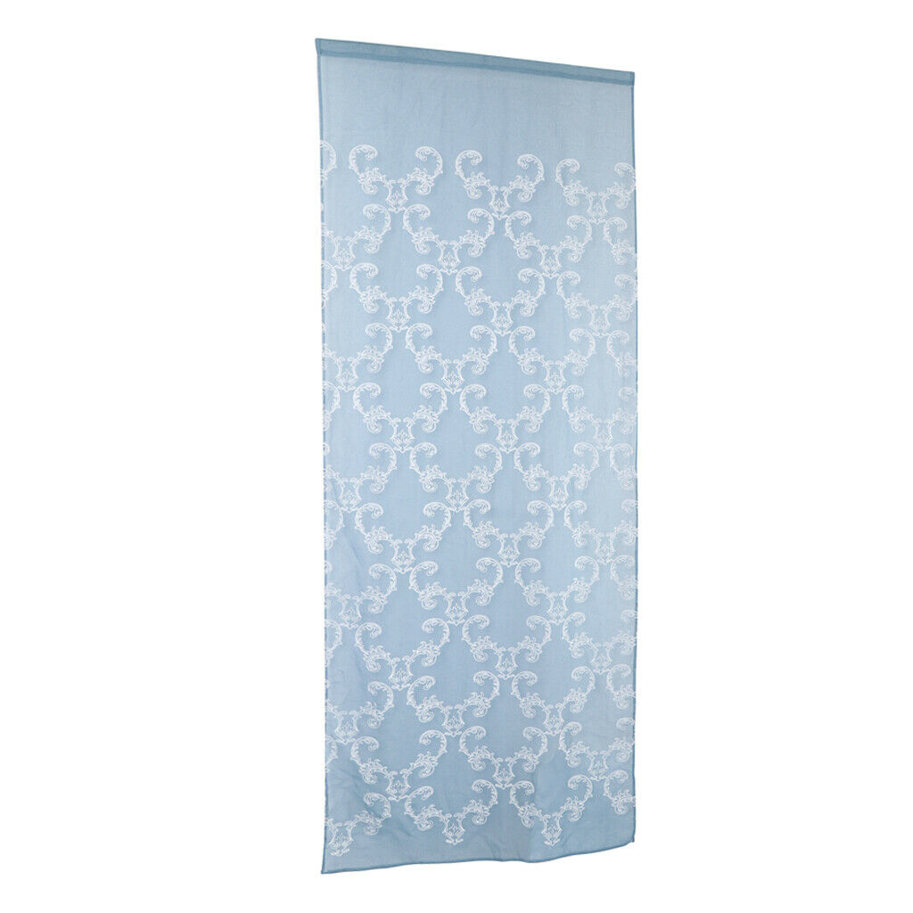 Embroidery Blue Voile Curtain Gauze Drapery 1x2.5m Rod Pocket 39 Inch Wide by 98
