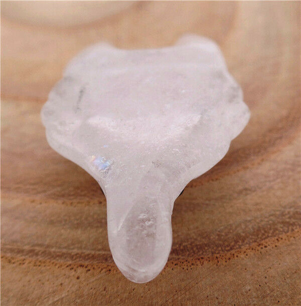 38x25x11mm Natural White Crystal Carved Fox Head Statue Reiki Decoration HH8128