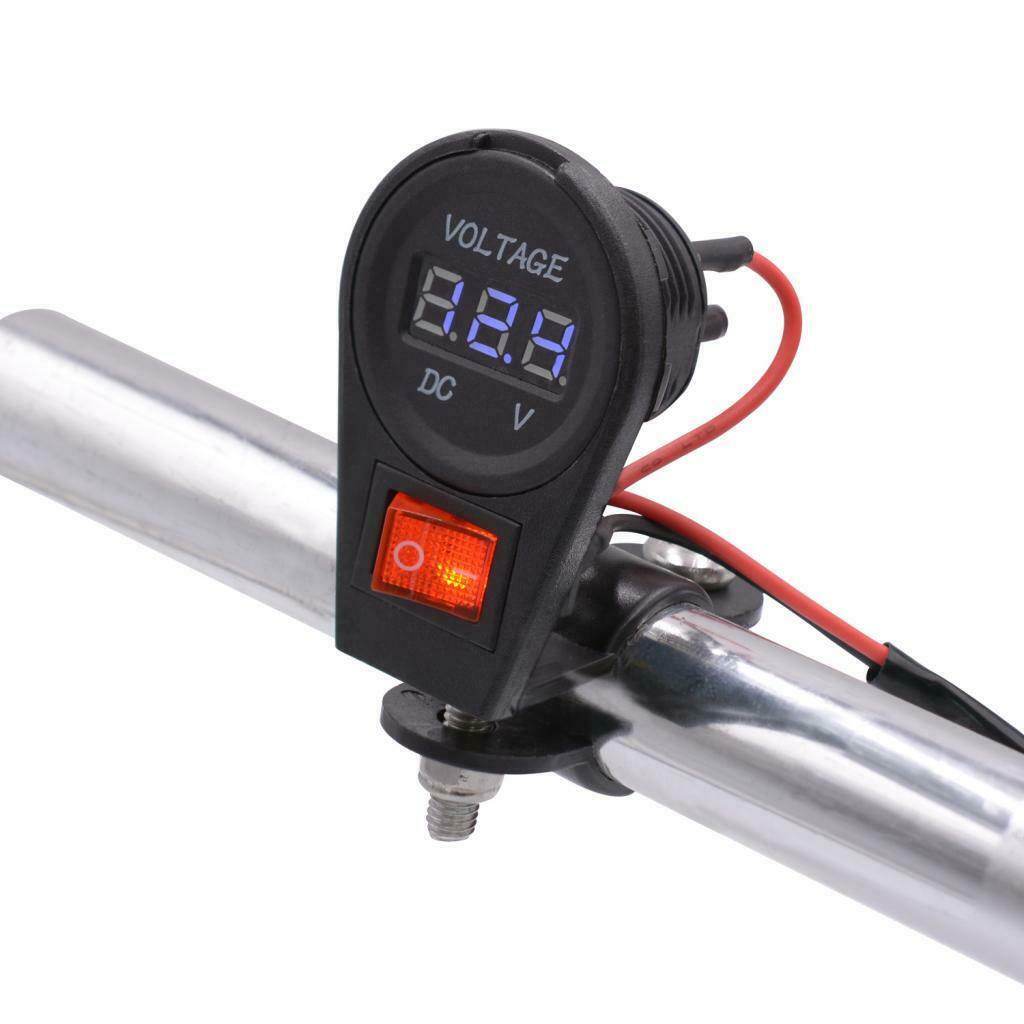 12-24V LED Digital Voltmeter With Motorcycle Accessory Switch