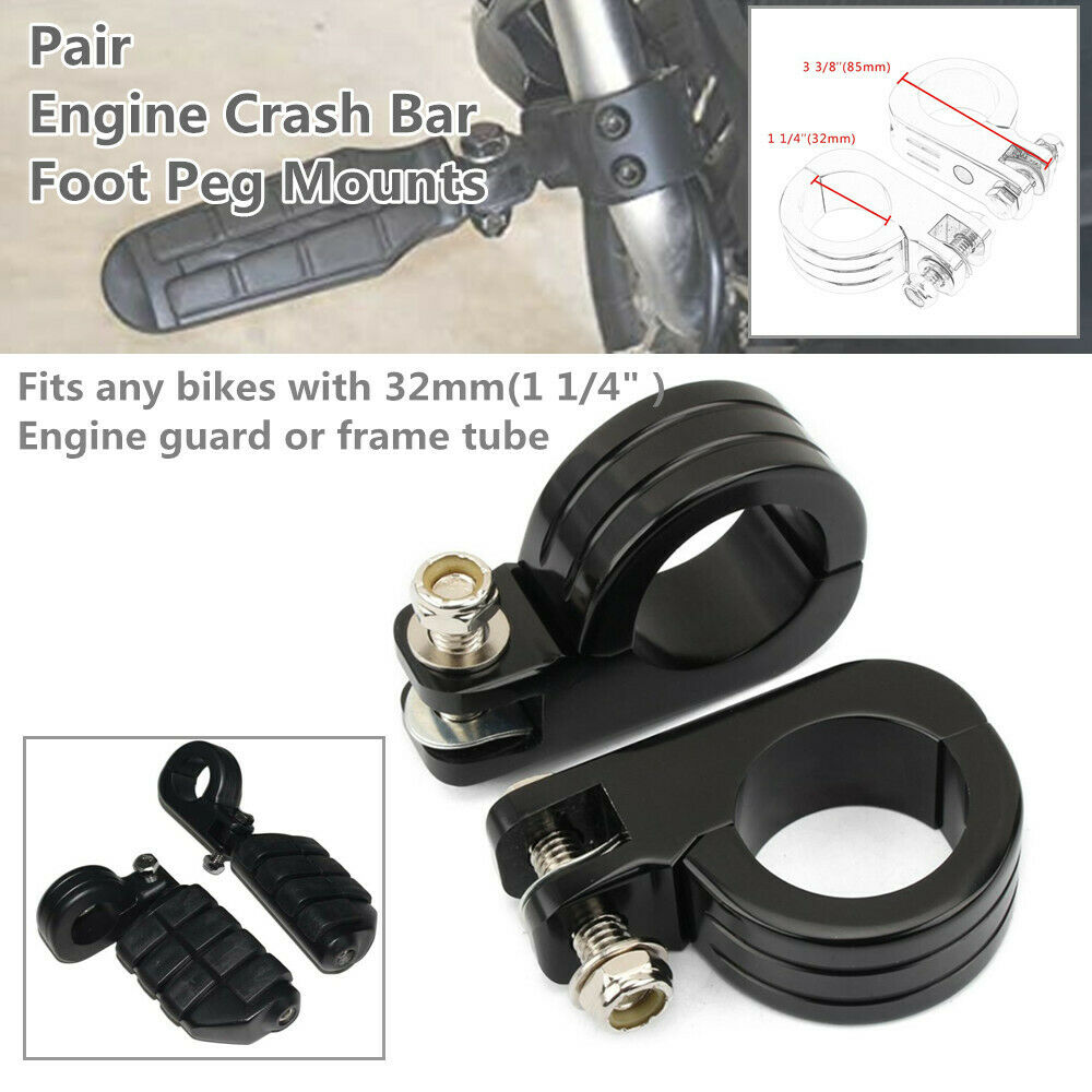 Motorcycle 1 1/4" 32mm Engine Crash Highway Bars Footpeg P-Clamp Mounting kits