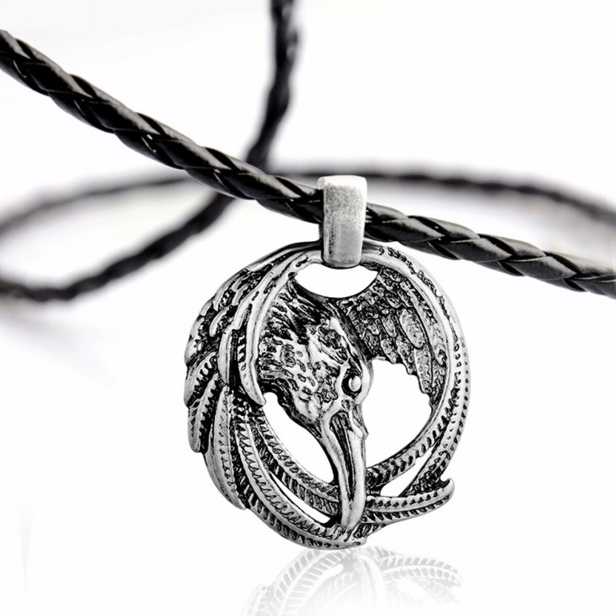 Norse Retro Vikings Odin's Ravens Symbol Pendant Necklace Jewelry Huginn Muninn