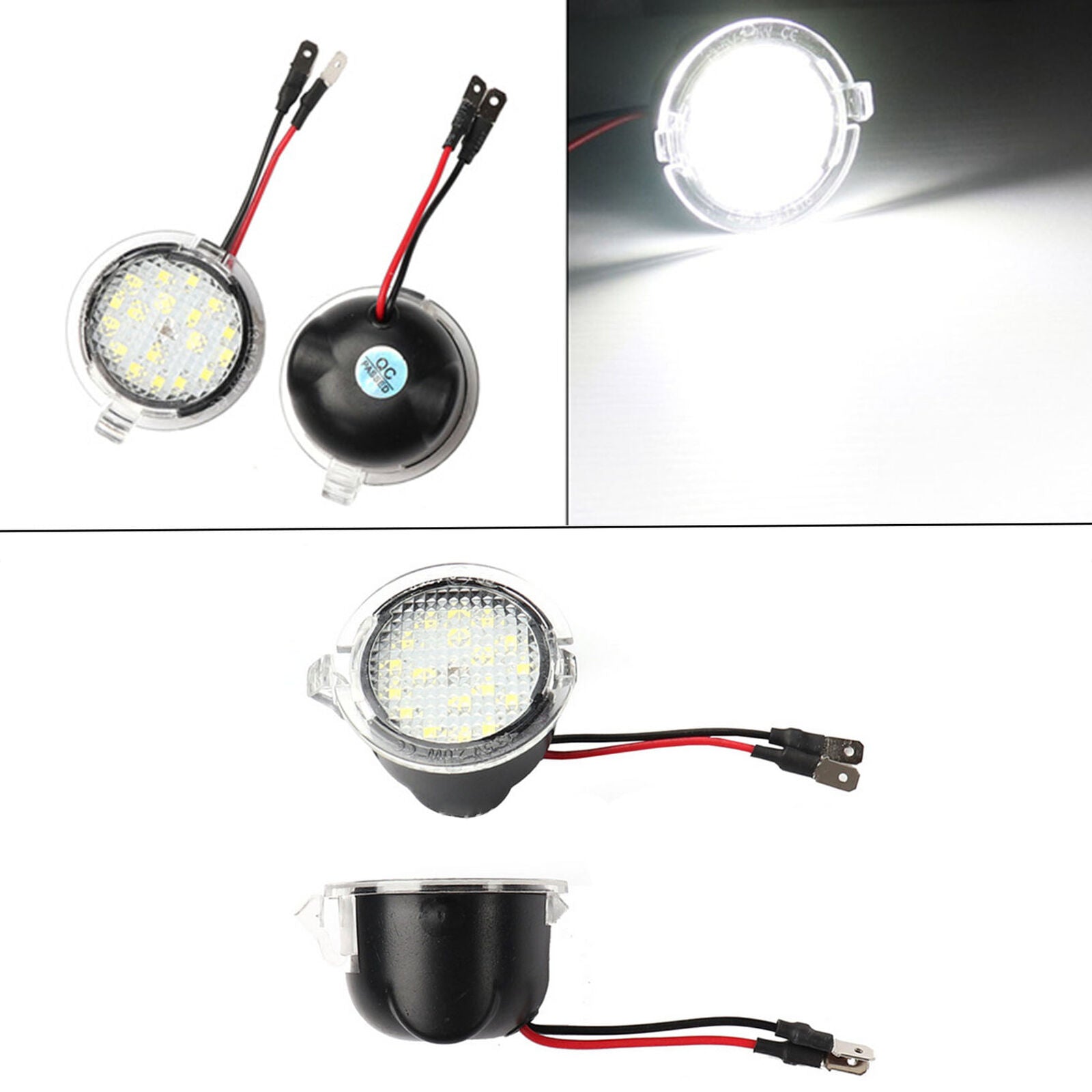 LED Side Rear View Mirror Puddle Lights For Ford Focus F150 Raptor Edge Fusion