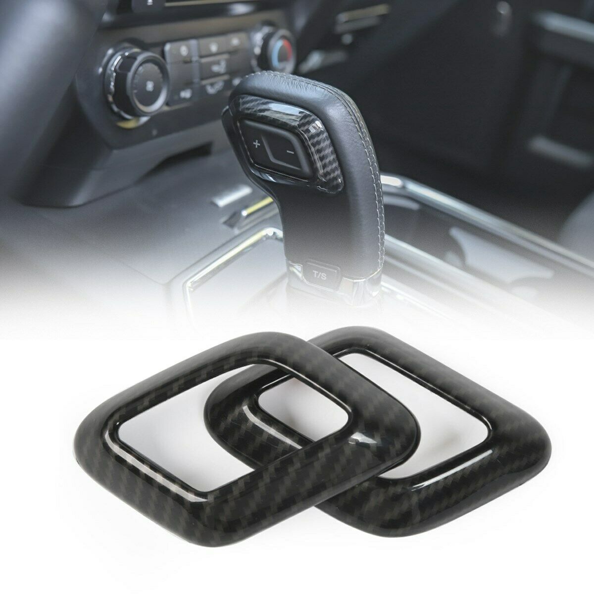 Carbon Fiber Gear Shift Knob Ring Trim Cover For Ford F150 2015+ AV CN