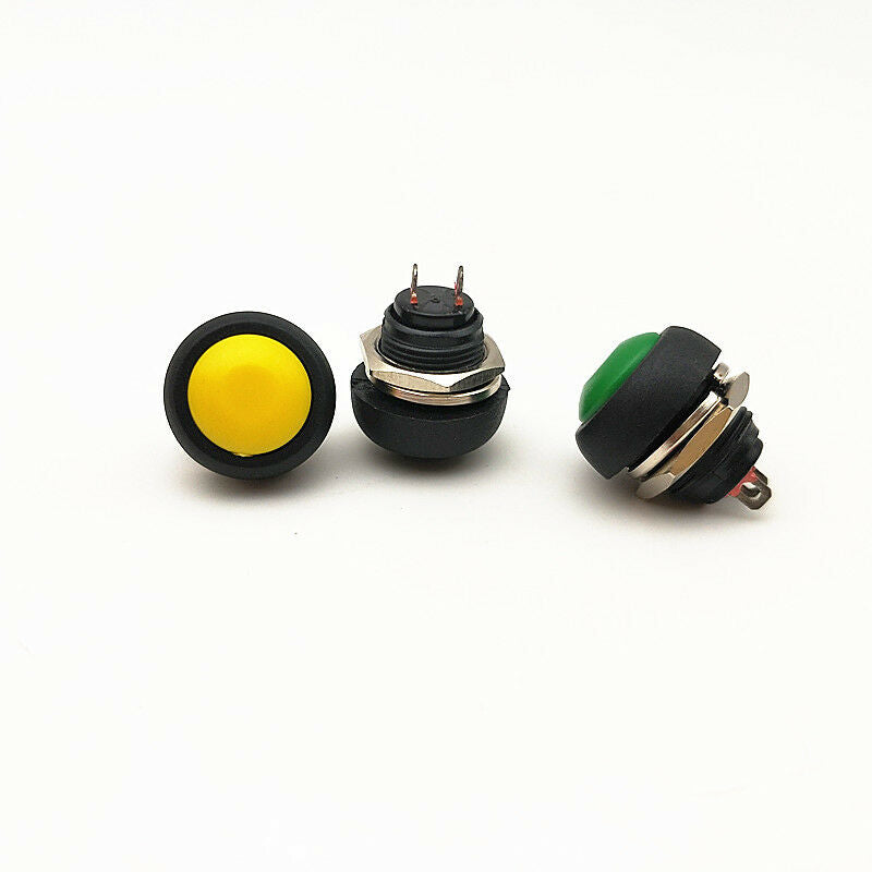 6PCS 12mm Push Button Switch Momentary/Unlock Red/Yellow/White/Black/Green/Blue