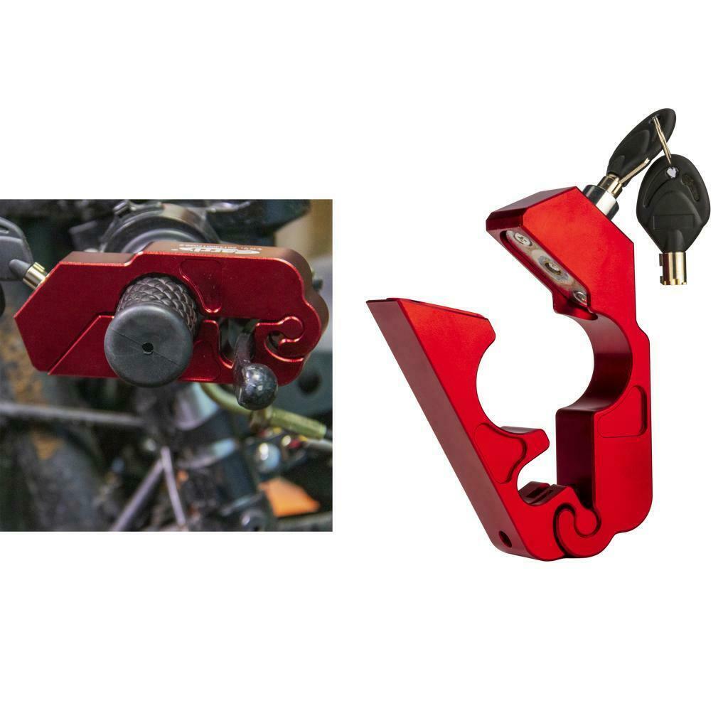 Red Motorcycle Bicycle Handlebar Throttle Grip Lock Anti-theft Brake Level Lock
