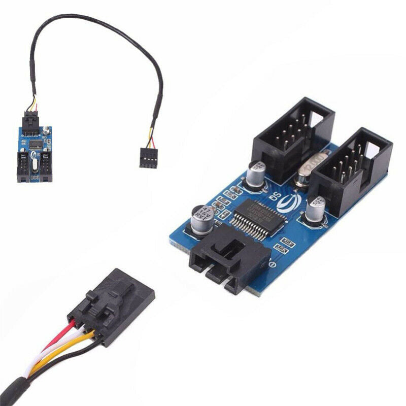 9Pin Motherboard Header To Dual 9-Pin Male Usb Extension Adapter Splitter CablG5