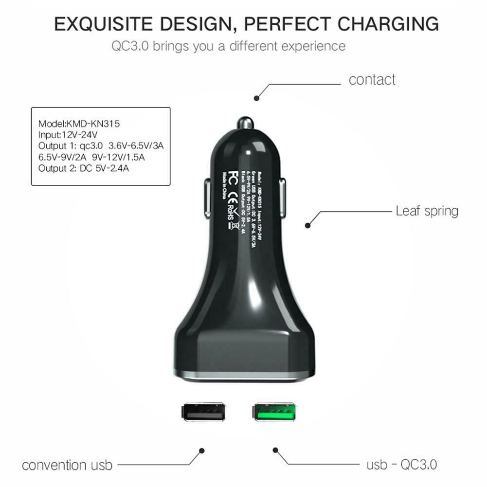Digital LCD Display Dual USB Car Charger 3.0A Fast Charging Power Adapter @