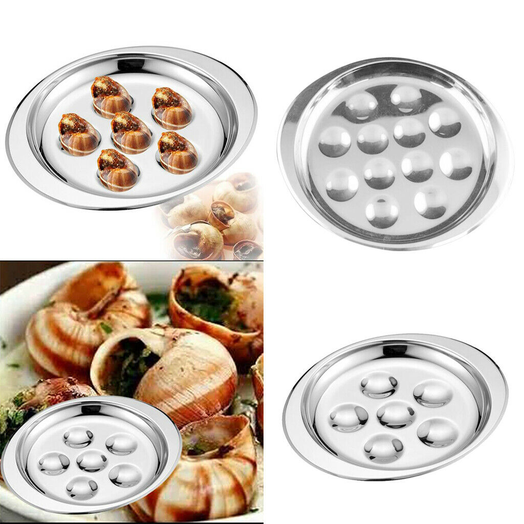 2x Stainless Steel French Escargot Baking Plate Mushroom Snail Dish Set