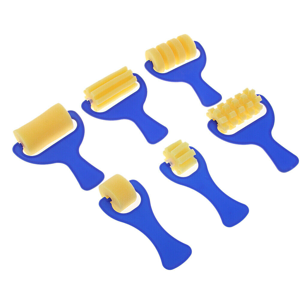6x Kids Sponge Paint Roller Brush Foam Brushes Kits