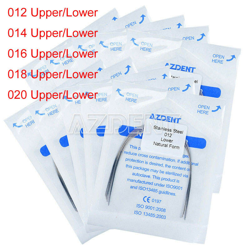 100X AZDENT Dental Orthodontic Stainless Steel Round Arch Wires Natural Form