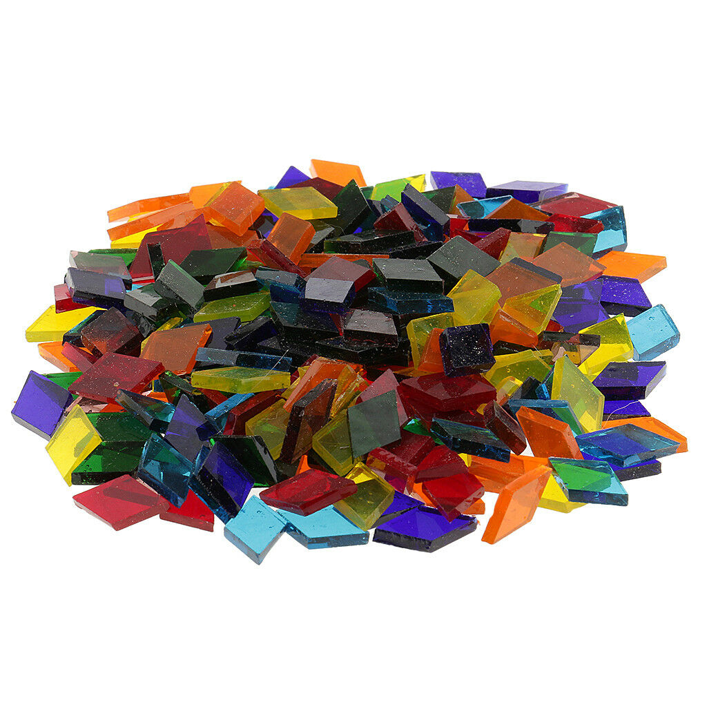250pcs Assorted Color Rhombus Glass Mosaic Tiles Pieces DIY Crafts 11mm