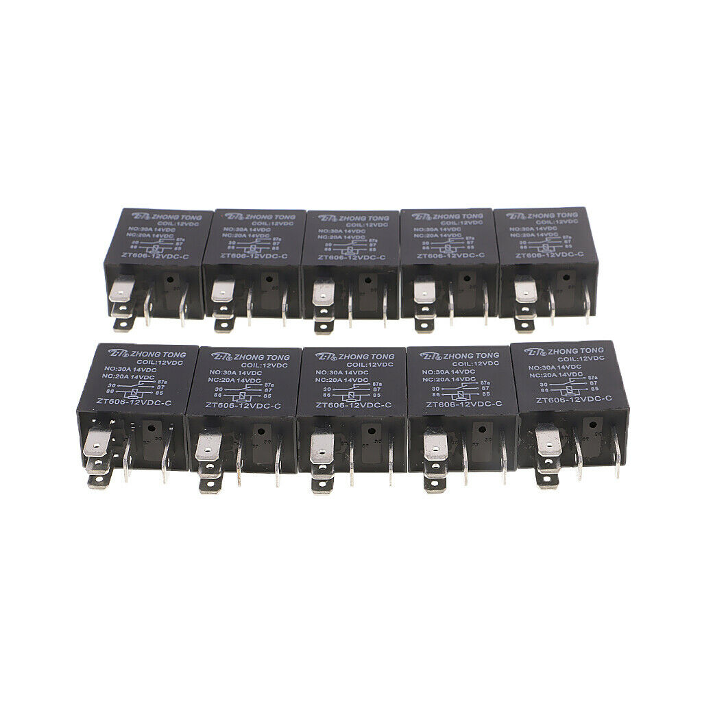10PCS 30A 12V 5Pin SPDT Auto Relay For Car Fan Fuel / Water Pump Light Horn