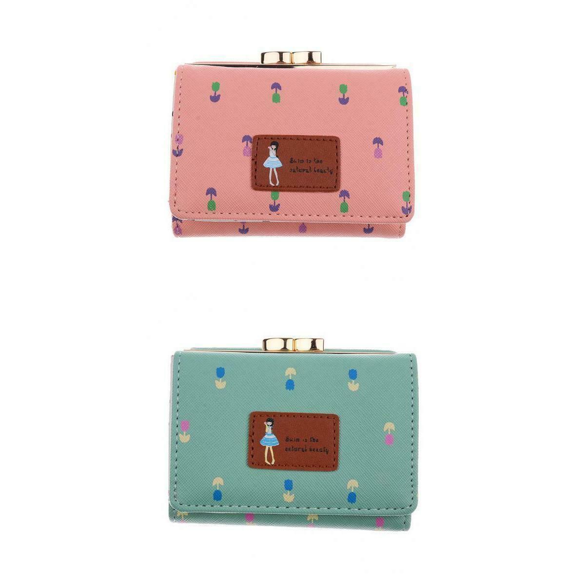 2 Pcs Cute Wallets Bifold Wallet Case Mini Short Purse Lovely Card Holder for