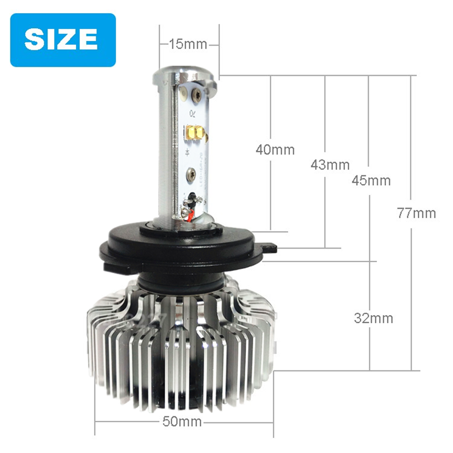 Motorcycle LED Headlight Hi-Lo Beam H4 PH7 H6 Socket 9003 6000K 20W 3000LM Bulb