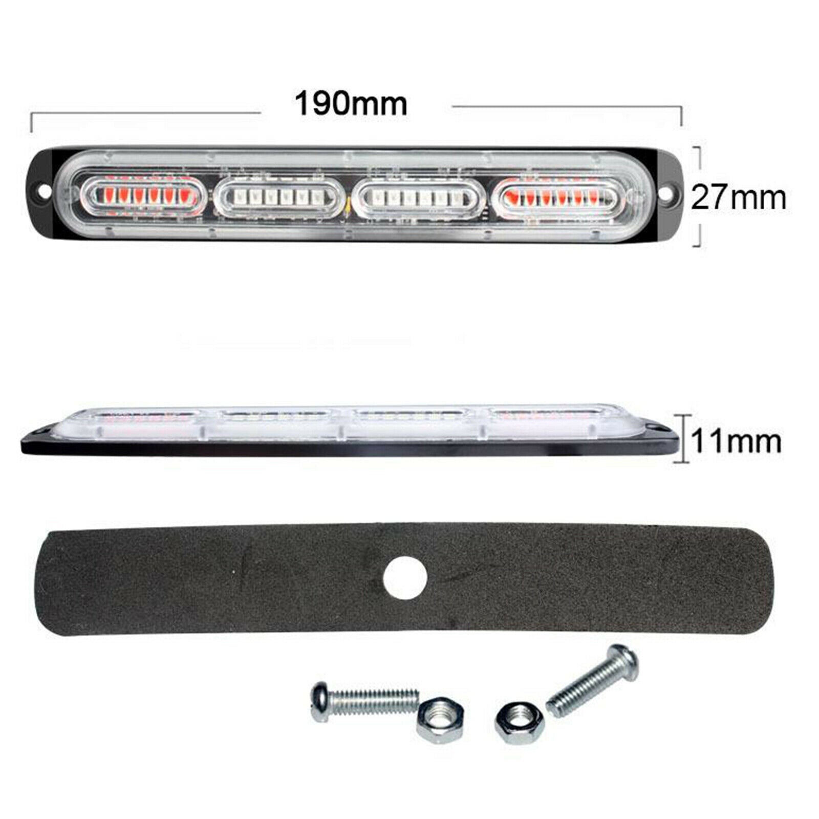 2PCS Car Truck 24 LED Warning Hazard Strobe Lamp Bar High Intensity Yellow