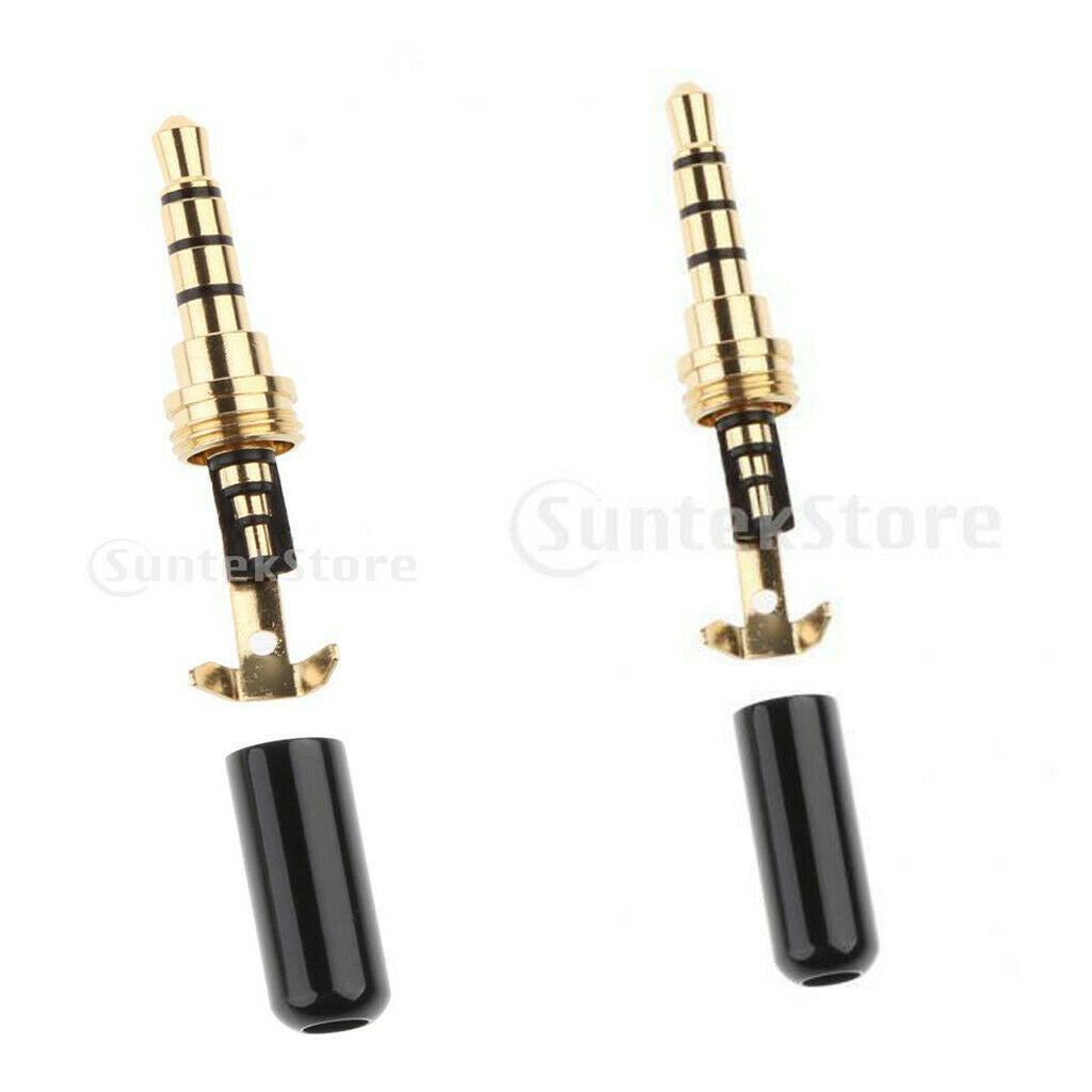 2 Pieces 4 Pole 3.5mm 1/8" TRRS Male Audio Head Jack Plug Repair for Headset
