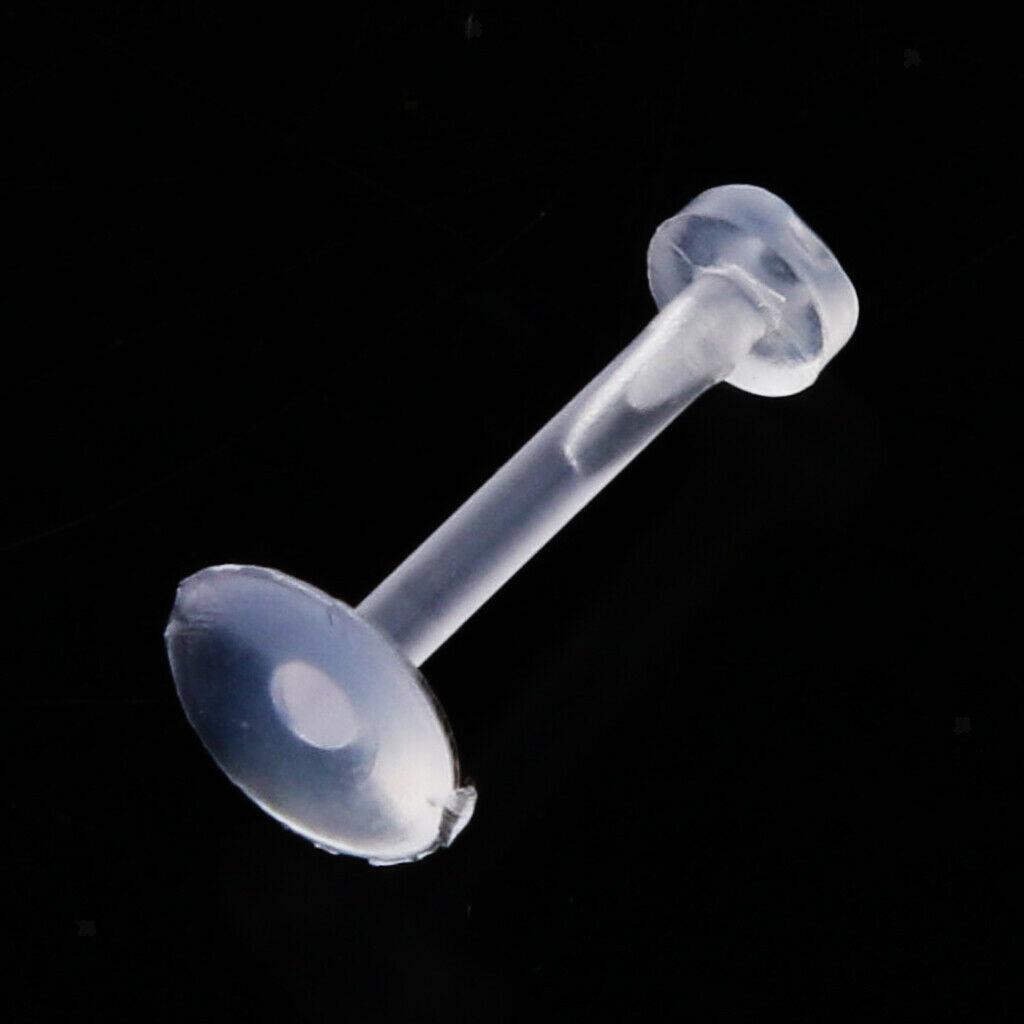 20 Pieces Transparent White Acrylic Nose Stud Barbell Lip Tongue Piercing