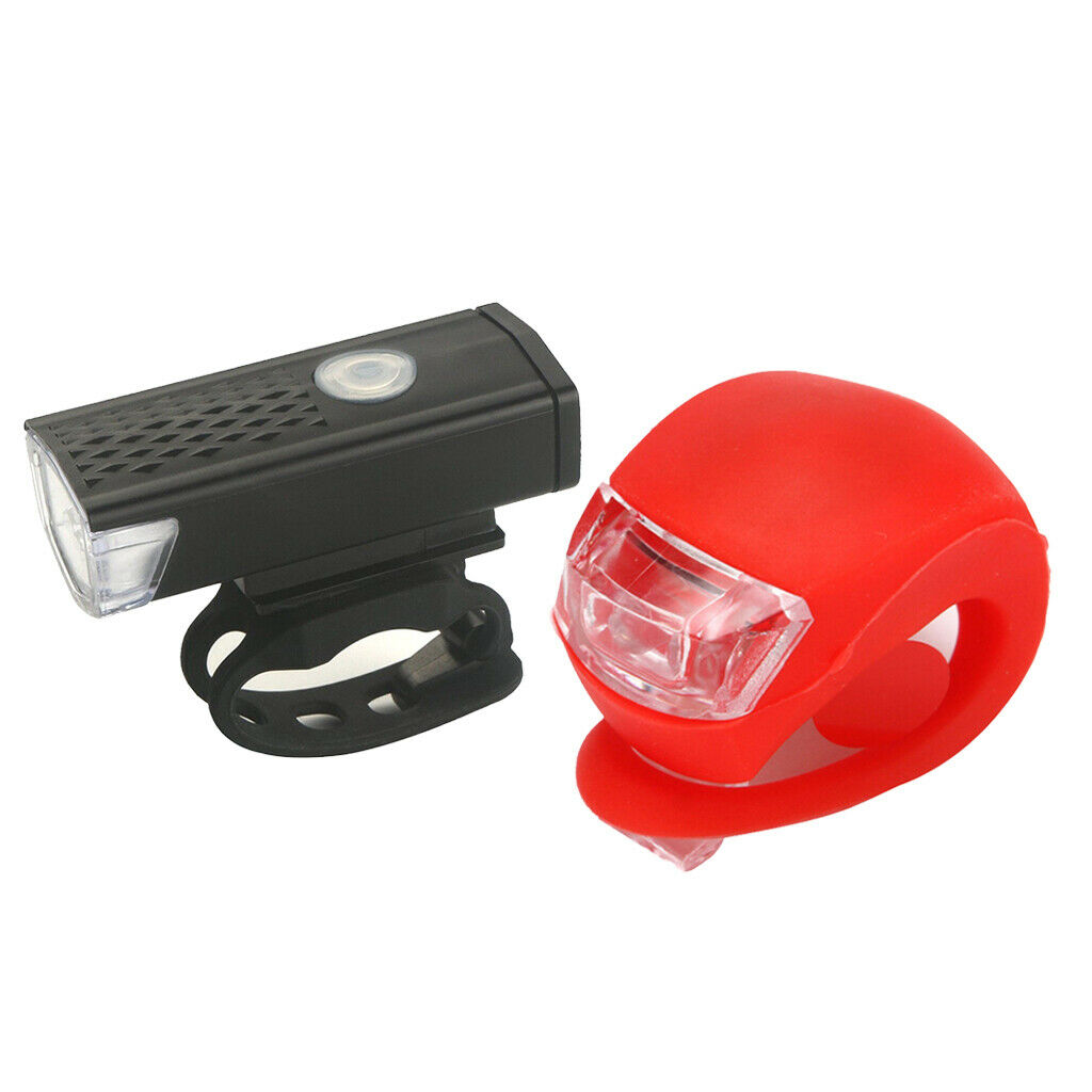 USB Ultra Bright Bike Light Set Front Rear Lamp Headlight Taillight Flashlight