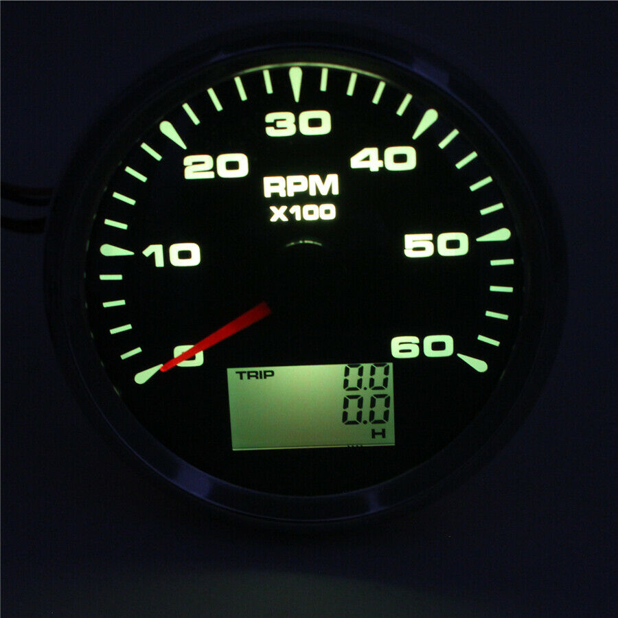 85mm Tachometer Tacho Gauge With Hour Meter Waterproof 6000 RPM Car Truck Marine