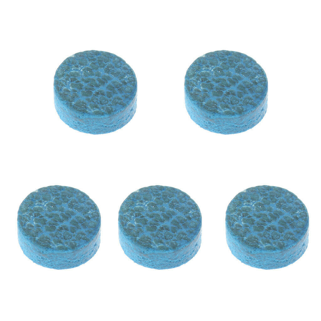5Pcs 10mm Blue Diamond Leather Glue-on Snooker Pool Billiards Cue Tips Care