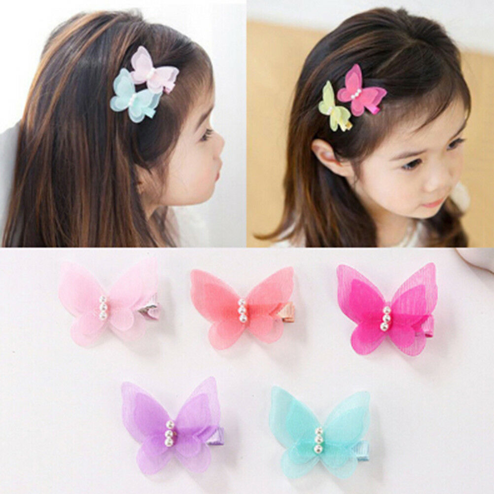 5X Bow Butterfly Hair Clips Girls Hair Grips Kids Hairpin Headwear Accessory  BD