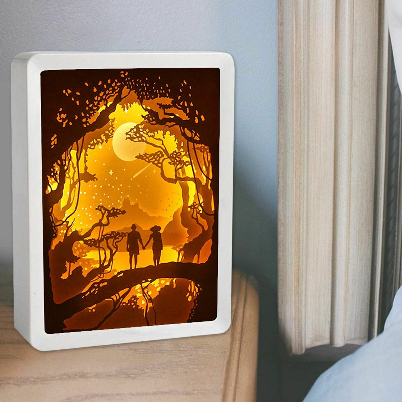 Papercut Night Light Table Lamp LED Mood Desktop Lamp Valentine's Day Gift