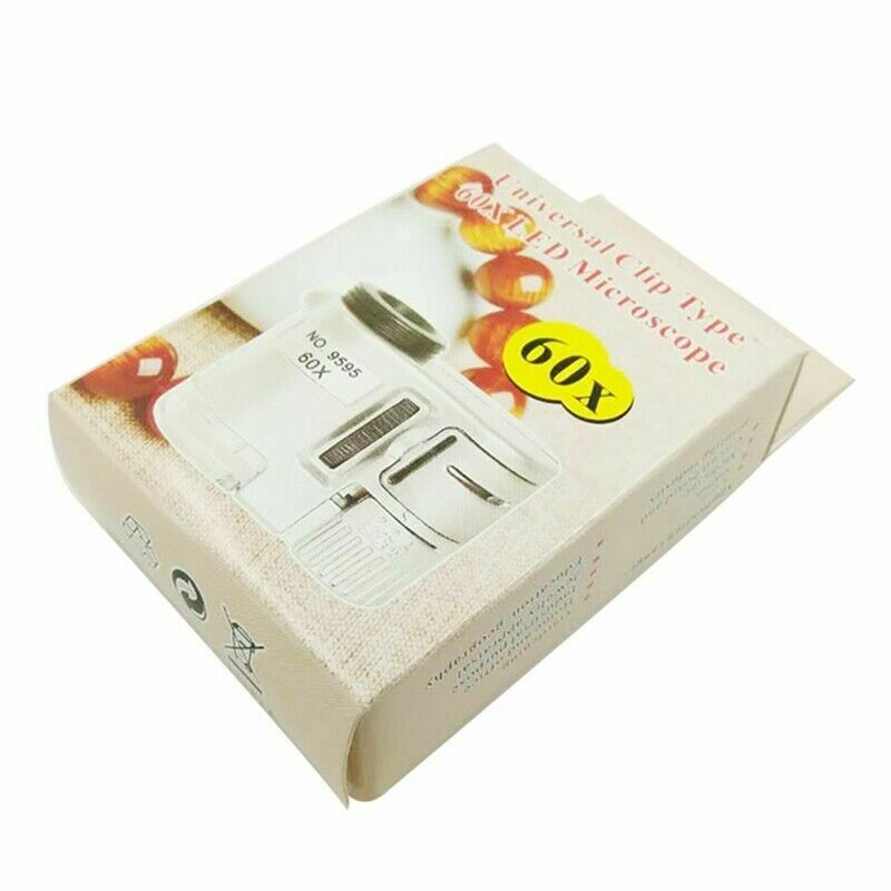 9595W 60X Magnifier Mini Portable Mobile Phone Clip Microscope Tool LED Light