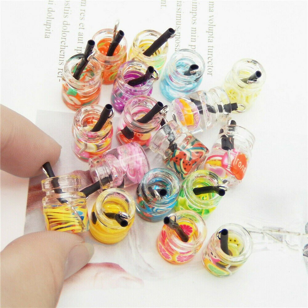 Lots 20pcs Glass Mixed Assorted Fruits Slice Juice Pendant Charm DIY Findings US