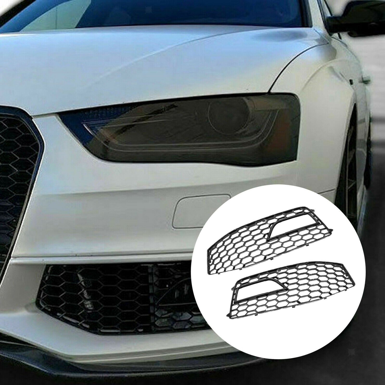 1 Pair Fog Light Grilles Fog Lamp Frame For RS4 Style S-Line 2013-2016