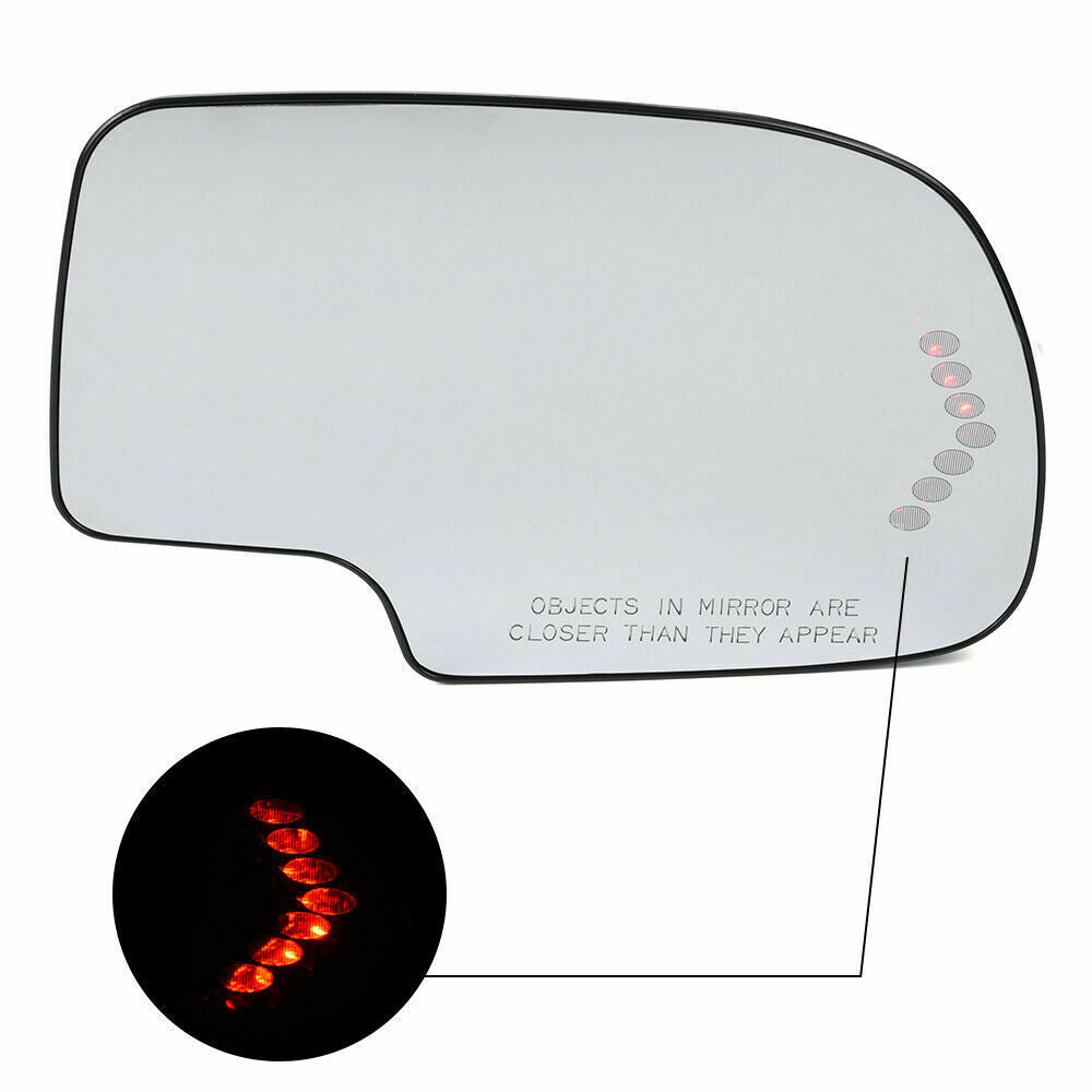 Heated LED Turn Signal Right Passenger Mirror Glass Fit 03-07 Chevy GMC Cadillac