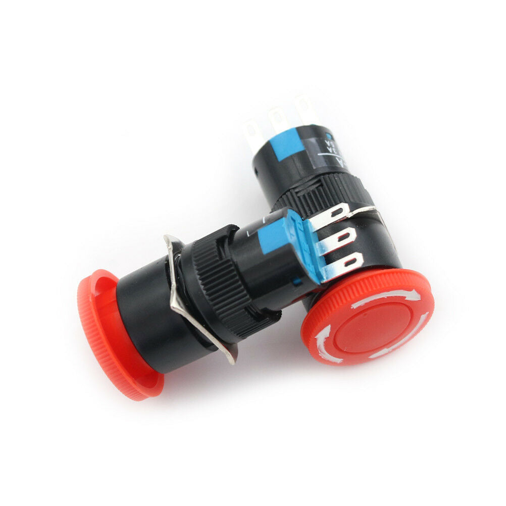 2PCS 16mm Cutout Twist Release Emergency Stop Mushroom Push Button Switch B TL