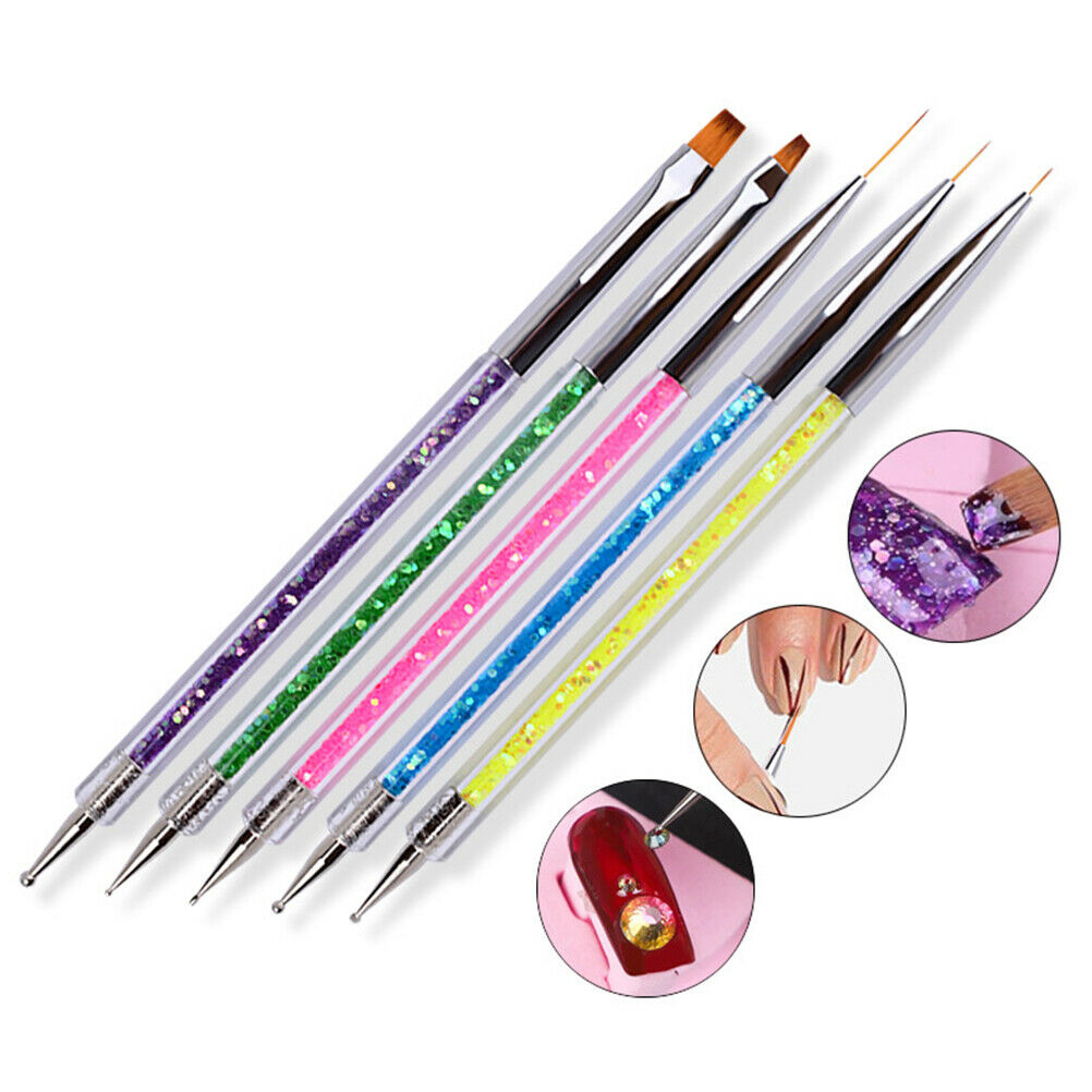 5Pcs DIY Nail Art Brush Liner Brushes Pens Double Head Dotting Nail Art Tools