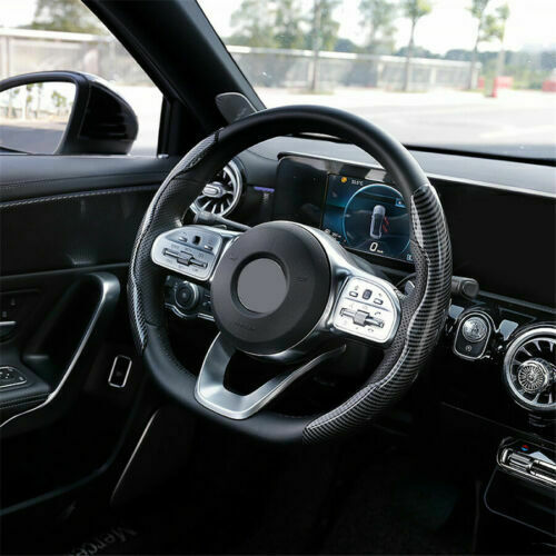 Universal Carbon Fiber Style Steering Wheel Booster Cover Non-Slip Accessories