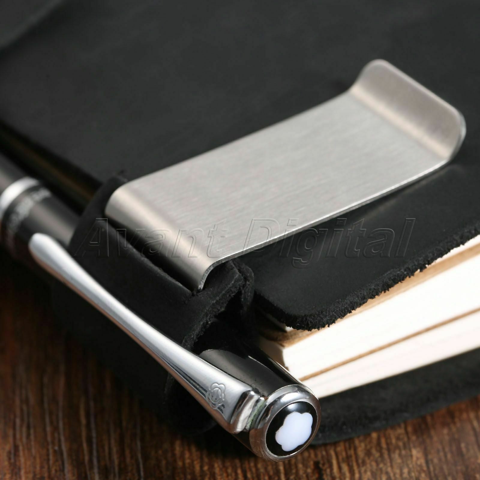 New Black Leather Pen Organizer Holder For Passport Notebook Diary Journal Memo