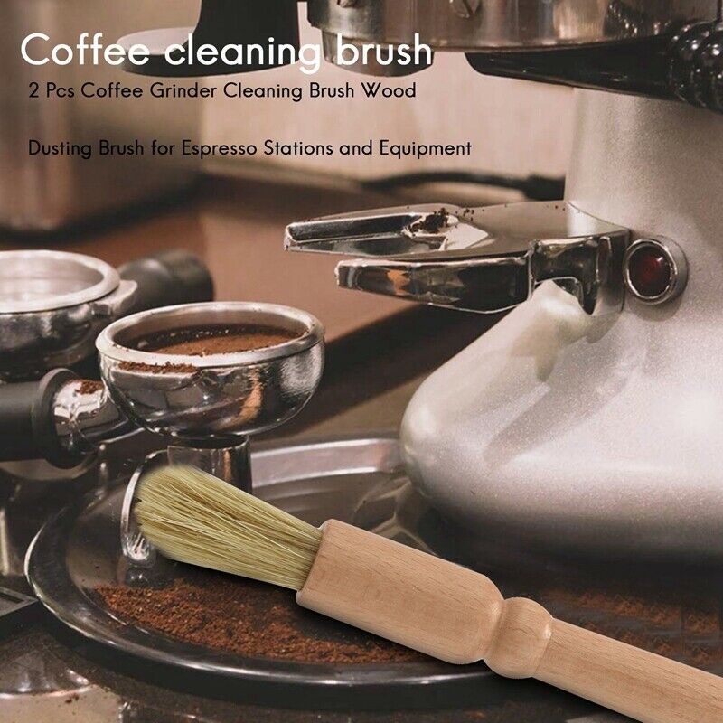 2 Pcs Coffee Grinder Cleaning Brush Wood Dusting Brush for Espresso Stations aZ6