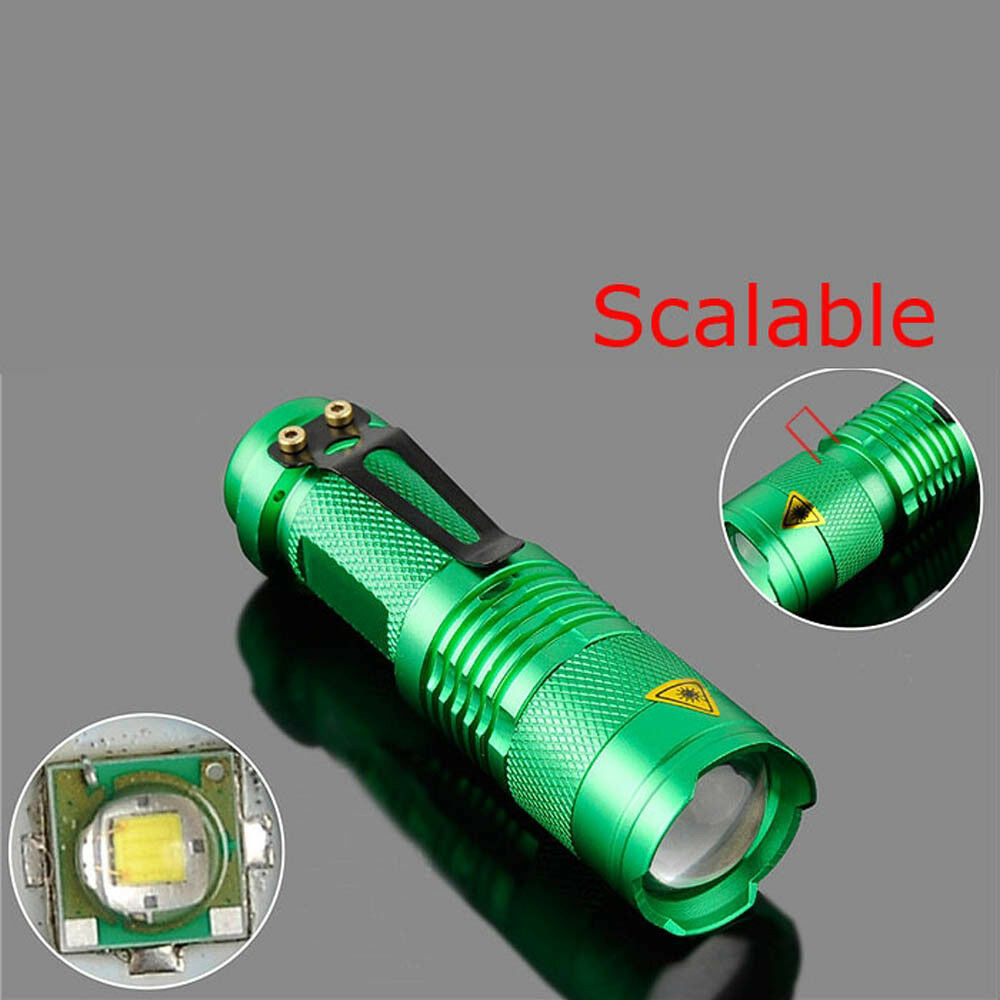 Portable Mini Q5 LED Zoomable 1200LM 3.7-4.2V Flashlight Torch Light Green