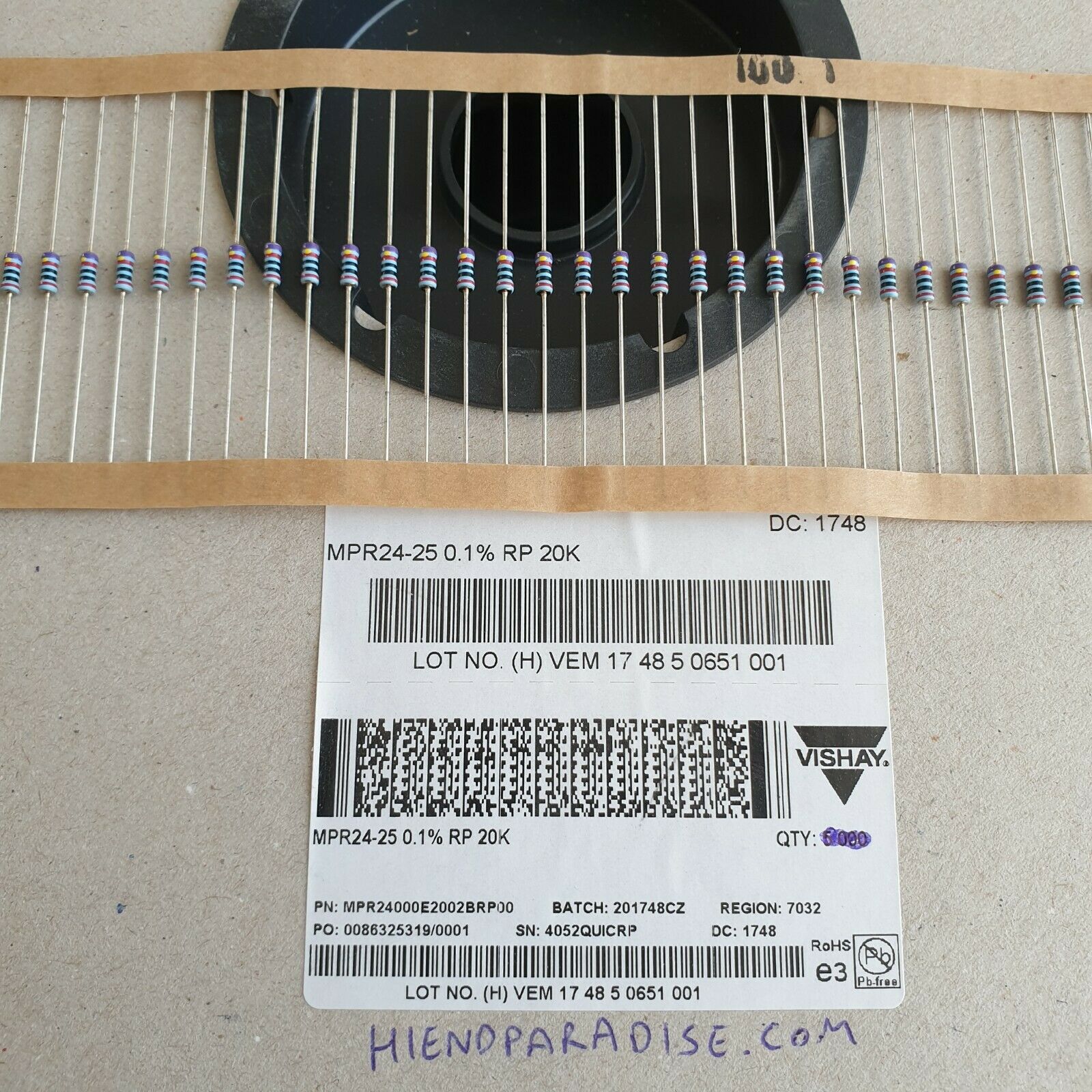 25x VISHAY MPR24-25 0.6W 20K 0.1% 25ppm HI END PRECISION RESISTORS FOR AUDIO !
