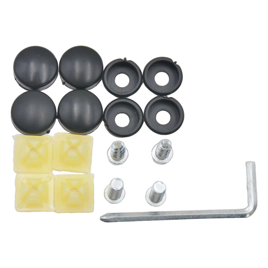Stainless Steel License Plate Frame Screws Fastener And Caps Cover Set Kits