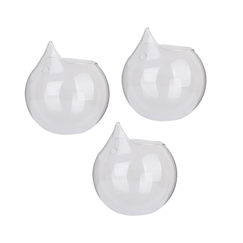 3x Clear Ball Glass Hanging Vase Bottle Terrarium Container Flower Decor