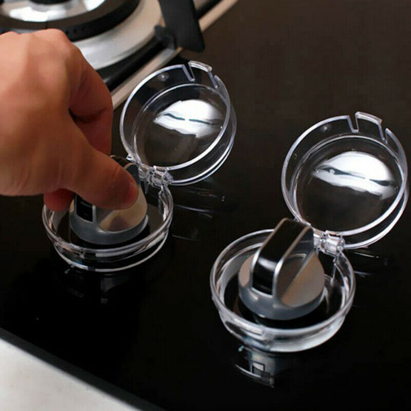 6pcs Gas Stove Oven Knob Cover Padlock Lid Lock Protector Baby Kitchen Safet XC